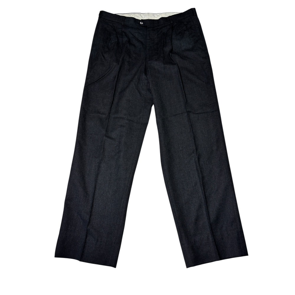 Woodward Mens Charcoal Grey Pure Wool Pleated‎ Dress Pants Made in USA 36x31